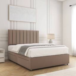 "BSSPOKE Aria Velvet Divan Bed 24"" Headboard 2Drawers Same side Mattress in Bronze - Size: Single" - thumbnail 3