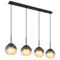 Netlighting Barry Bar Pendant Matt Black Balls Smoke Glass Shade 4x E27 - thumbnail 1