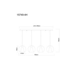 Netlighting Barry Bar Pendant Matt Black Balls Smoke Glass Shade 4x E27 - thumbnail 5