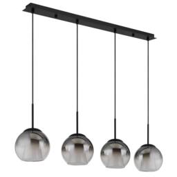 Netlighting Barry Bar Pendant Matt Black Balls Smoke Glass Shade 4x E27 - thumbnail 2