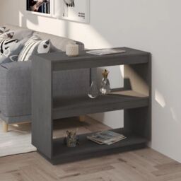 Berkfield Home Book Cabinet Grey 80x35x71 cm Solid Pinewood - Size: 80 x 35 x 71 cm - thumbnail 1