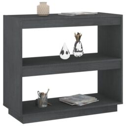 Berkfield Home Book Cabinet Grey 80x35x71 cm Solid Pinewood - Size: 80 x 35 x 71 cm - thumbnail 4