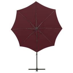 Berkfield Home Cantilever Umbrella with Pole & LED Lights Bordeaux Red 300 cm - thumbnail 6