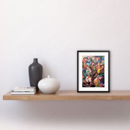 "Artery8 Wall Art Print Human Relationships Multicoloured Abstract Crowd Artwork Framed 9X7 Inch in Black - Size: W7"" x H9""" - thumbnail 2
