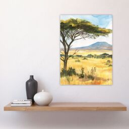 "Artery8 Mount Kilimanjaro Savanna Tanzania Landscape Wall Art Print in Green - Size: W18"" x H24""" - thumbnail 4
