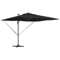 Berkfield Home Cantilever Roma Parasol with LEDs - Black, 286 x 285 x 270 cm, Aluminium in Black - Size: 286 x 285 x 270 cm - thumbnail 2