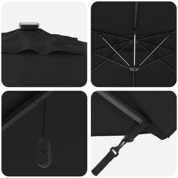 Berkfield Home Cantilever Roma Parasol with LEDs - Black, 286 x 285 x 270 cm, Aluminium in Black - Size: 286 x 285 x 270 cm - thumbnail 8