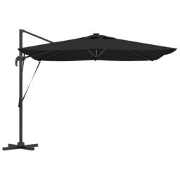 Berkfield Home Cantilever Roma Parasol with LEDs - Black, 286 x 285 x 270 cm, Aluminium in Black - Size: 286 x 285 x 270 cm - thumbnail 6
