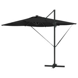 Berkfield Home Cantilever Roma Parasol with LEDs - Black, 286 x 285 x 270 cm, Aluminium in Black - Size: 286 x 285 x 270 cm - thumbnail 7