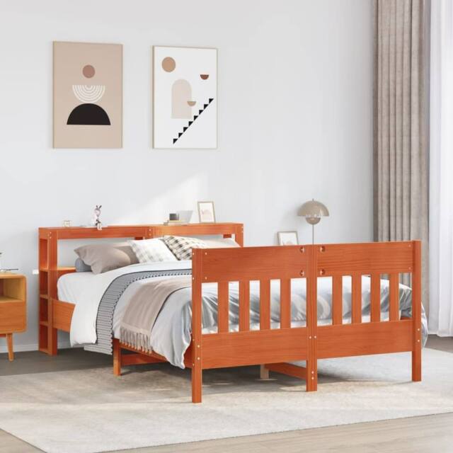Berkfield Home Decorative Bed Frame without Mattress Wax Brown 135x190 cm Double - image 1