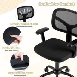 Kelvenix Desk Chair Computer Desk Chair with Armrests in Black - Size: 0.6m2 - thumbnail 3