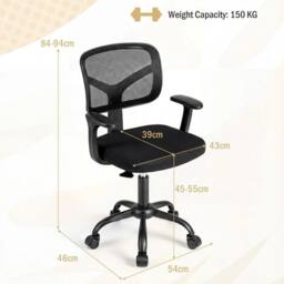 Kelvenix Desk Chair Computer Desk Chair with Armrests in Black - Size: 0.6m2 - thumbnail 2