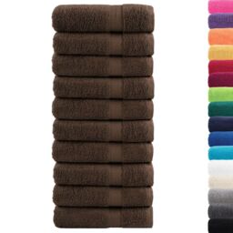 Berkfield Home Premium Bath Towels SOLUND 10pcs Brown 100x150cm 600gsm - thumbnail 2
