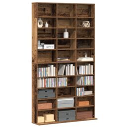 Berkfield Home CD Cabinet - Old Wood - 101x23x177.5 cm - Engineered Wood in Brown - thumbnail 3