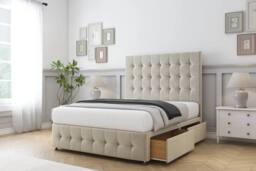 "Comfort Beds Florence Plush Divan Base 2 Drawers - 54"" Headboard-Footboard in Cream - Size: Single" - thumbnail 1