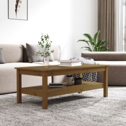 Berkfield Home Coffee Table Honey Brown 110x50x40 cm Solid Wood Pine - Size: 110 x 50 x 40 cm - thumbnail 5