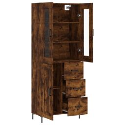 Berkfield Home Highboard Smoked Oak 69.5x34x180 cm Engineered Wood in Brown - thumbnail 4