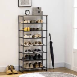 STILVORA 7 Shelf Shoe Rack with Mesh Shelves Black - thumbnail 2