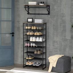 STILVORA 7 Shelf Shoe Rack with Mesh Shelves Black - thumbnail 3