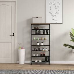 STILVORA 7 Shelf Shoe Rack with Mesh Shelves Black - thumbnail 9