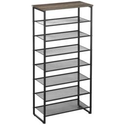 STILVORA 7 Shelf Shoe Rack with Mesh Shelves Black - thumbnail 5