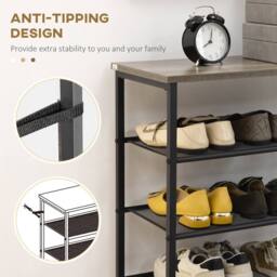 STILVORA 7 Shelf Shoe Rack with Mesh Shelves Black - thumbnail 8