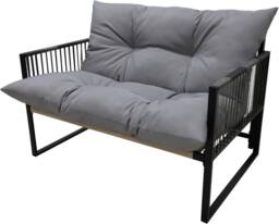 Alivio 4Pc Outdoor Iron Conversation Set - Cushioned Loveseat, Table & Chair in Grey - Size: 110 cm x 35 cm - thumbnail 8