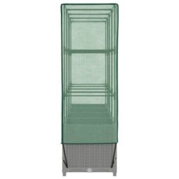 Berkfield Home Raised Bed with Greenhouse Cover Rattan Look 160x40x138 cm in Black - Size: 160 x 40 x 138 cm - thumbnail 5