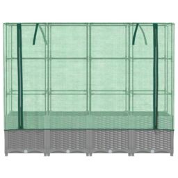 Berkfield Home Raised Bed with Greenhouse Cover Rattan Look 160x40x138 cm in Black - Size: 160 x 40 x 138 cm - thumbnail 4