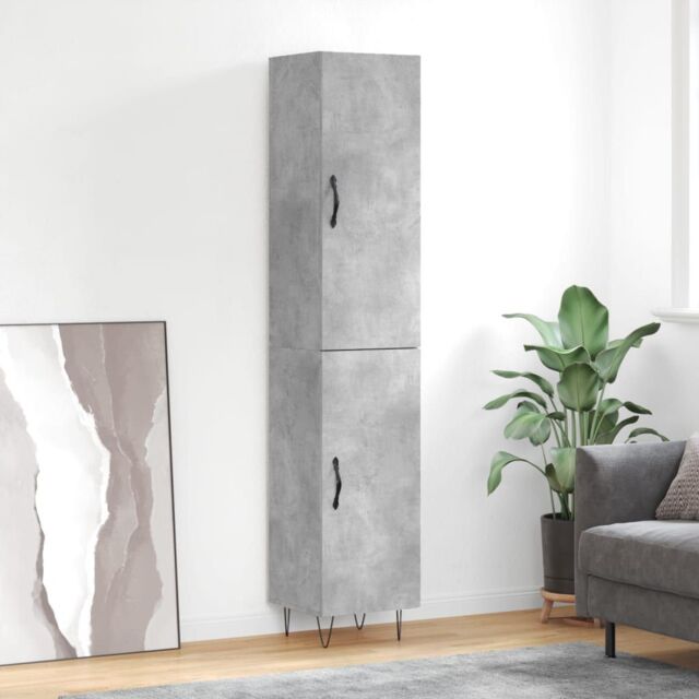 Berkfield Home Highboard Concrete Grey 34.5x34x180 cm Engineered Wood - image 1