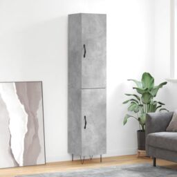 Berkfield Home Highboard Concrete Grey 34.5x34x180 cm Engineered Wood - thumbnail 1