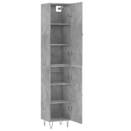 Berkfield Home Highboard Concrete Grey 34.5x34x180 cm Engineered Wood - thumbnail 4