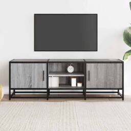Berkfield Home TV Cabinet Grey Sonoma 120x35x41 cm Engineered Wood & Metal - Size: 120 x 35 x 41 cm - thumbnail 3