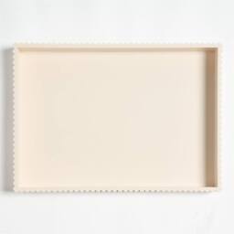 OHS Ribbed Rectangle Decorative Tray Table Organiser Countertop Storage in Cream - thumbnail 5