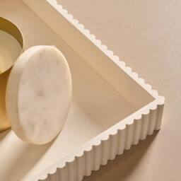 OHS Ribbed Rectangle Decorative Tray Table Organiser Countertop Storage in Cream - thumbnail 2