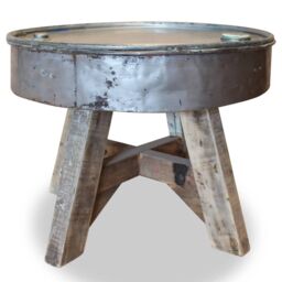 Berkfield Home Coffee Table Solid Reclaimed Wood 60x45 cm Silver in Brown - thumbnail 2