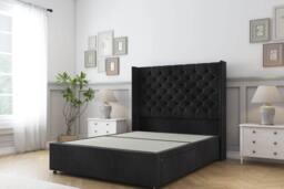"Comfort Beds Selena Naples Divan Base No Drawers - 54"" Wingback in Black - Size: Small Single" - thumbnail 3