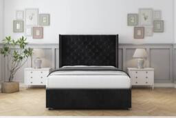 "Comfort Beds Selena Naples Divan Base No Drawers - 54"" Wingback in Black - Size: Small Single" - thumbnail 1