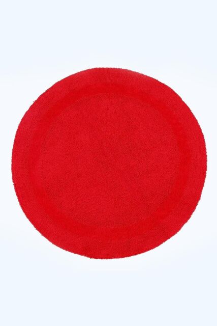 Homescapes Luxury Round Bath Mat Reversible 100% Cotton 1600GSM, 80cm, Quick Dry in Red - image 1