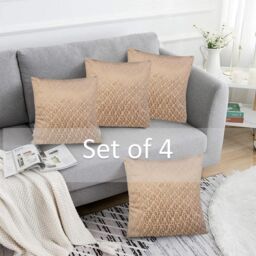 Luxury Living Luxurious Textured Velvet Cushions Set of 4 - Soft Plush Fibre Pads, Vibrant Colours for Sofa & Bed Décor in Beige - Size: 45 cm x 45 cm - thumbnail 5