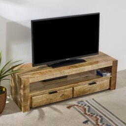 IH Design Bratton Mango Wooden Tv Stand With 2 Drawers in Brown - thumbnail 2