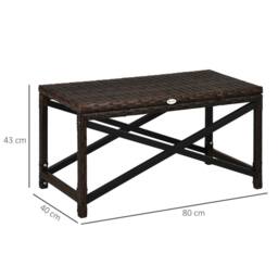 OUTSUNNY PE Wicker Outdoor Coffee Table w/ Full Woven Rattan Table Top in Brown - thumbnail 3