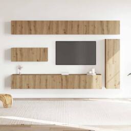 Berkfield Home 7 Piece TV Cabinet Set Wall-mounted Artisan Oak Engineered Wood - thumbnail 3