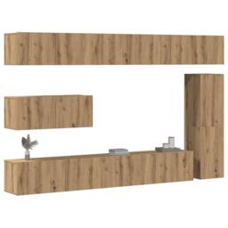 Berkfield Home 7 Piece TV Cabinet Set Wall-mounted Artisan Oak Engineered Wood - thumbnail 1