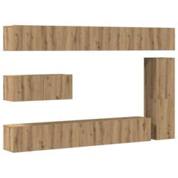 Berkfield Home 7 Piece TV Cabinet Set Wall-mounted Artisan Oak Engineered Wood - thumbnail 2
