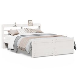 Berkfield Home Bed Frame with Headboard without Mattress White 140x200 cm - thumbnail 2