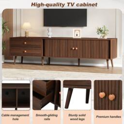 Matteo Walnut TV Cabinet & Media Unit with Roller Shutter Doors - thumbnail 6