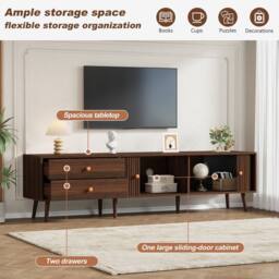 Matteo Walnut TV Cabinet & Media Unit with Roller Shutter Doors - thumbnail 5