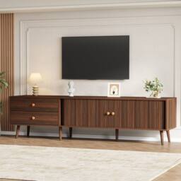 Matteo Walnut TV Cabinet & Media Unit with Roller Shutter Doors