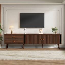 Matteo Walnut TV Cabinet & Media Unit with Roller Shutter Doors - thumbnail 2